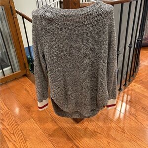 Roots Gray Sweater with Red and White Trim